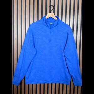 Peter Millar Sweatshirt Large Men’s Blue 1/4 Zip Pullover Camouflage Woven Detai